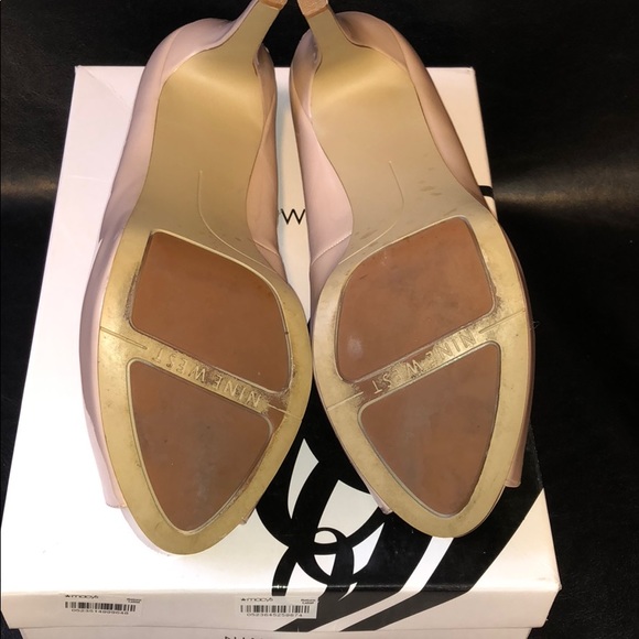 NINE WEST nude peep toe platform pumps size 9.5 - Picture 5 of 5